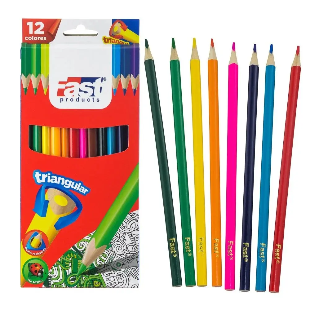 CRAYON DE MADERA FAST 12 COL. LAR. TRIANGULAR