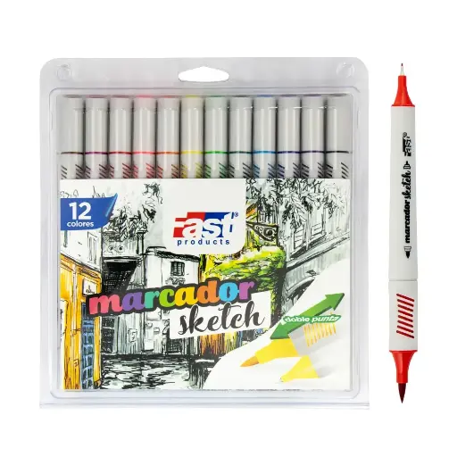 MARCADORES DE 12 COLORES FAST LETTERING DOBLE PUNTA
